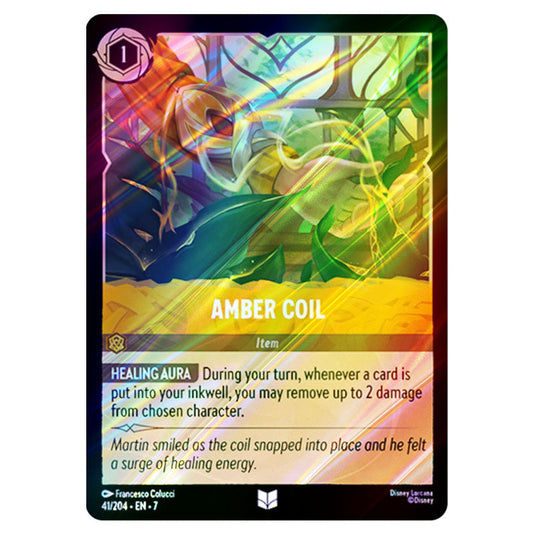 Amber Coil 41/204 card from the Lorcana set Archazia's Island