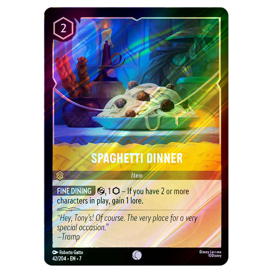 Spaghetti Dinner 42/204 card from the Lorcana set Archazia's Island