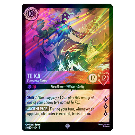 Te Ka - Elemental Terror 54/204 card from the Lorcana set Archazia's Island