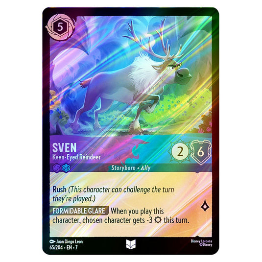 Sven - Keen-Eyed Reindeer 65/204 card from the Lorcana set Archazia's Island