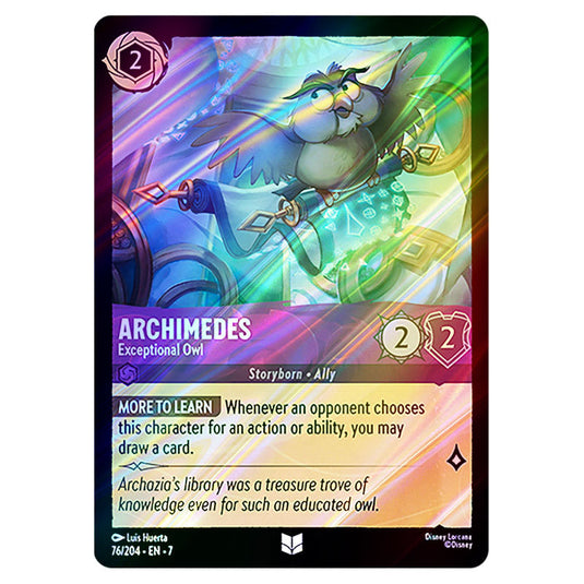 Archimedes - Exceptional Owl 76/204 card from the Lorcana set Archazia's Island