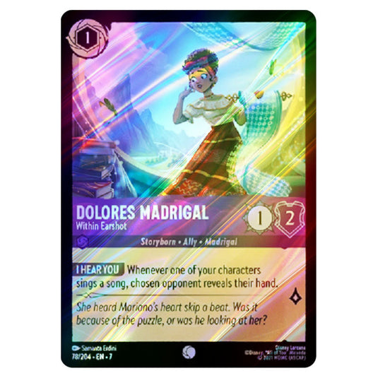 Dolores Madrigal - Within Earshot 78/204 card from the Lorcana set Archazia's Island