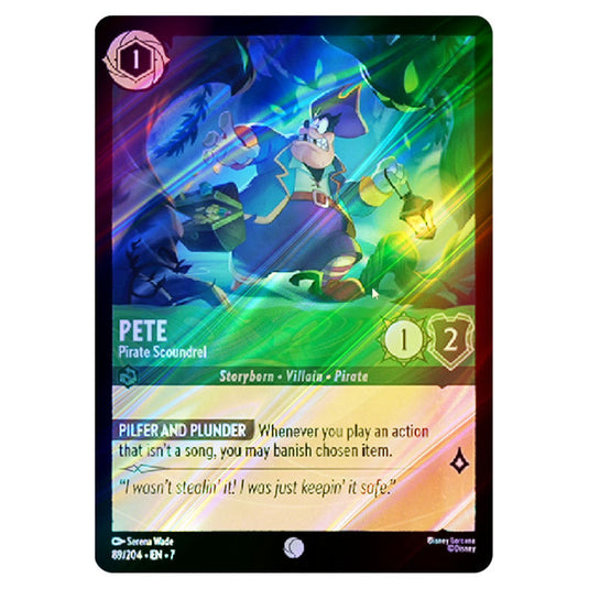 Pete - Pirate Scoundrel 89/204 card from the Lorcana set Archazia's Island