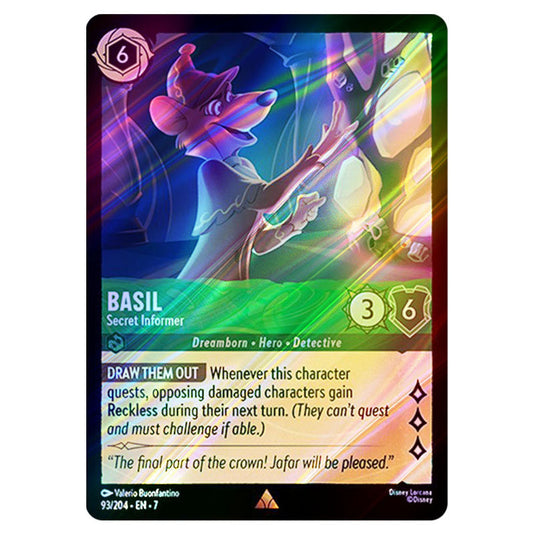 Basil - Secret Informer 93/204 card from the Lorcana set Archazia's Island