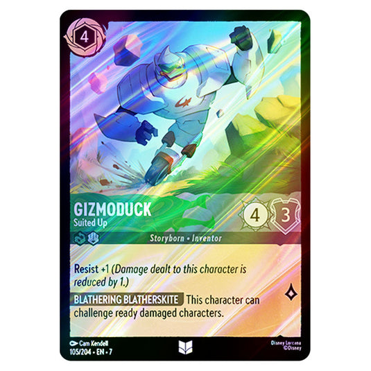 Gizmoduck - Suited Up 105/204 card from the Lorcana set Archazia's Island