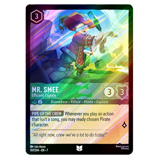 Mr. Smee - Efficient Captain 107/204 card from the Lorcana set Archazia's Island
