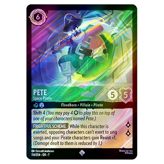 Pete - Space Pirate 114/204 card from the Lorcana set Archazia's Island