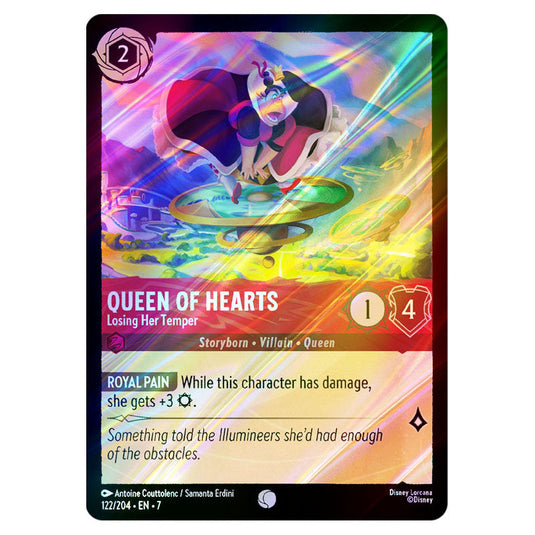 Queen of Hearts - Losing Her Temper 122/204 card from the Lorcana set Archazia's Island
