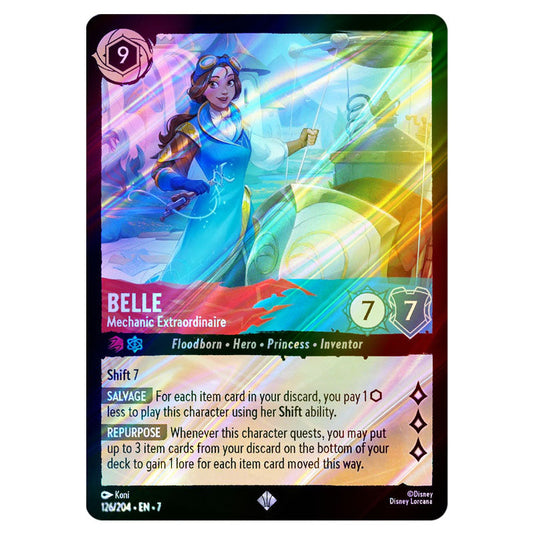 Belle - Mechanic Extraordinaire 126/204 card from the Lorcana set Archazia's Island