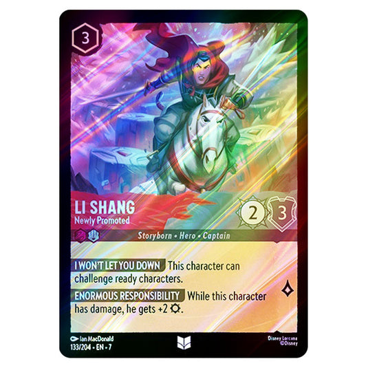 Li Shang - Newly Promoted 133/204 card from the Lorcana set Archazia's Island