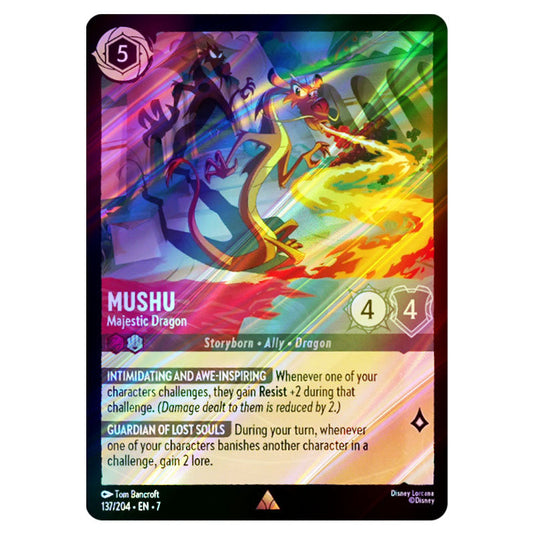 Mushu - Majestic Dragon 137/204 card from the Lorcana set Archazia's Island