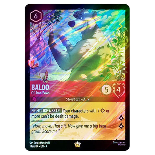 Baloo - Ol' Iron Paws 142/204 card from the Lorcana set Archazia's Island