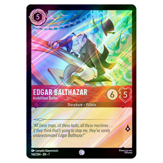 Edgar Balthazar - Ambitious Butler 146/204 card from the Lorcana set Archazia's Island