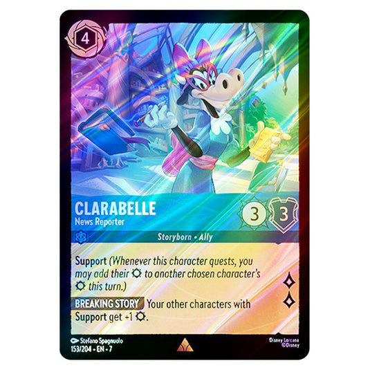 Clarabelle - News Reporter 153/204 card from the Lorcana set Archazia's Island