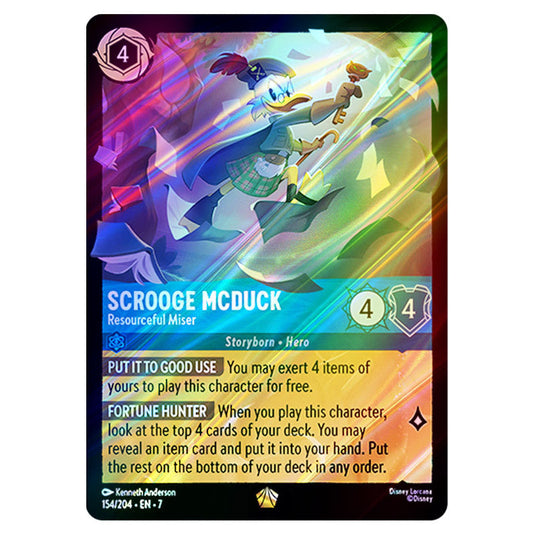 Scrooge McDuck - Resourceful Miser 154/204 card from the Lorcana set Archazia's Island