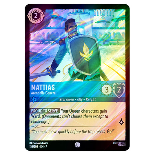 Mattias - Arendelle General 155/204 card from the Lorcana set Archazia's Island