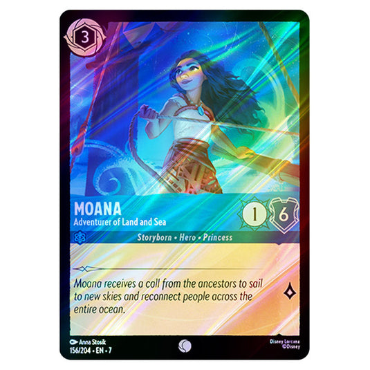 Moana - Adventurer of Land and Sea 156/204 card from the Lorcana set Archazia's Island