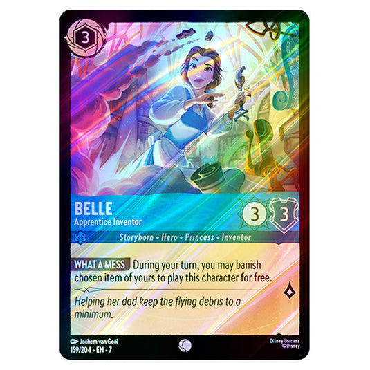 Belle - Apprentice Inventor 159/204 card from the Lorcana set Archazia's Island