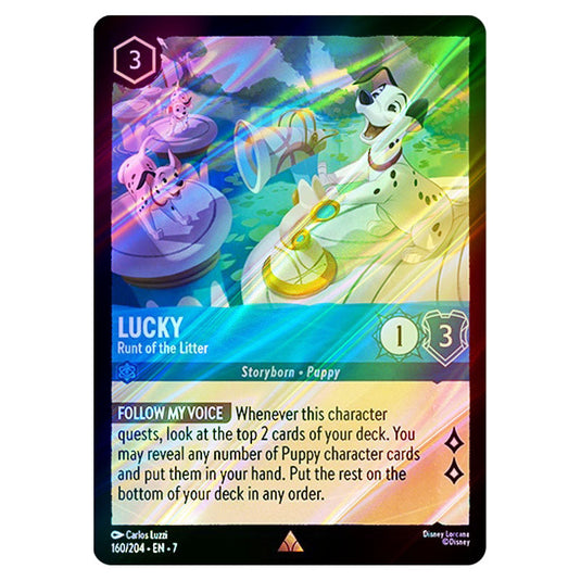 Lucky - Runt of the Litter 160/204 card from the Lorcana set Archazia's Island