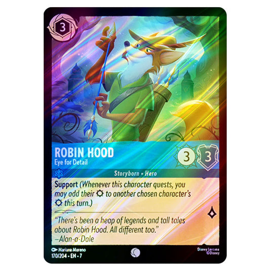 Robin Hood - Eye for Detail 170/204 card from the Lorcana set Archazia's Island