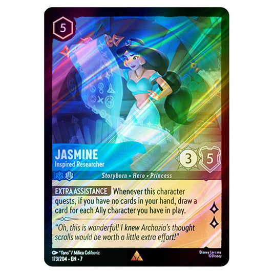 Jasmine - Inspired Researcher 173/204 card from the Lorcana set Archazia's Island