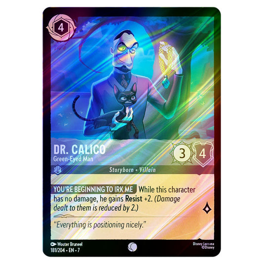 Dr. Calico - Green-Eyed Man 181/204 card from the Lorcana set Archazia's Island