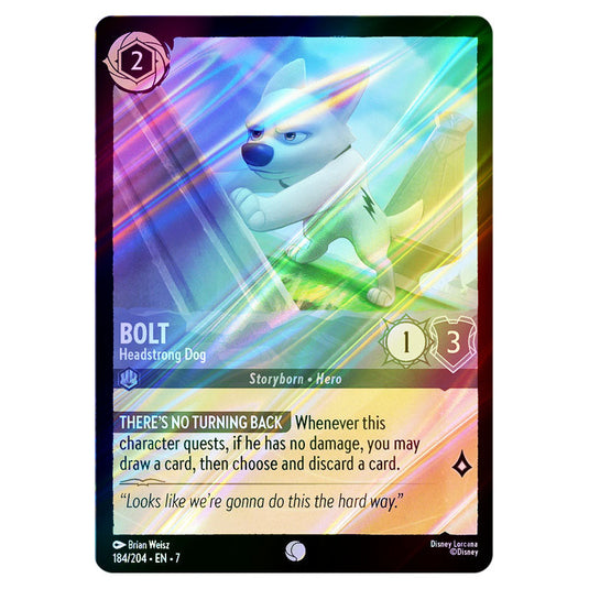 Bolt - Headstrong Dog 184/204 card from the Lorcana set Archazia's Island