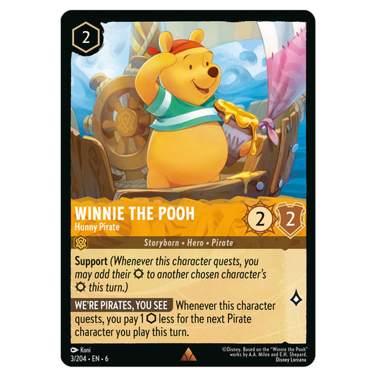 Winnie the Pooh - Hunny Pirate 3/204 card from the Lorcana set Azurite Sea