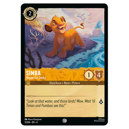 Lorcana - Azurite Sea - Simba - Happy-Go-Lucky (Common) - 5/204 Lorcana - Azurite Sea - Simba - Happy-Go-Lucky (Common) - 5/204