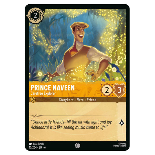 Prince Naveen - Carefree Explorer 10/204 card from the Lorcana set Azurite Sea