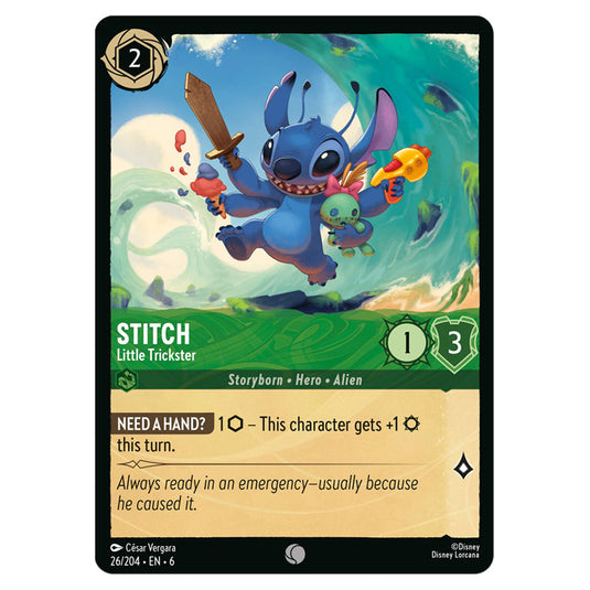 Stitch - Little Trickster 26/204 card from the Lorcana set Azurite Sea