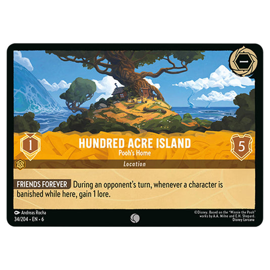 Hundred Acre Island 34/204 card from the Lorcana set Azurite Sea