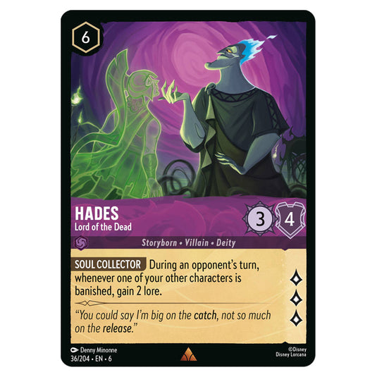 Hades - Lord of the Dead 36/204 card from the Lorcana set Azurite Sea