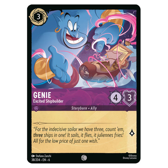 Genie - Excited Shipbuilder 38/204 card from the Lorcana set Azurite Sea