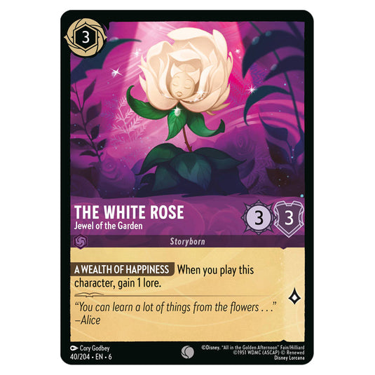White Rose - Jewel of the Garden 40/204 card from the Lorcana set Azurite Sea
