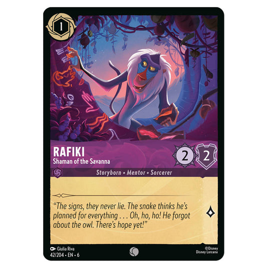Rafiki - Shaman of the Savanna 42/204 card from the Lorcana set Azurite Sea