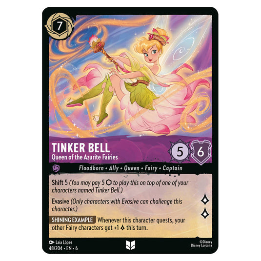 Tinker Bell - Queen of the Azurite Fairies 48/204 card from the Lorcana set Azurite Sea