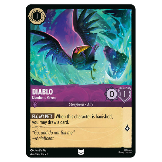 Lorcana - Azurite Sea - Diablo - Obedient Raven (Uncommon) - 49/204 Lorcana - Azurite Sea - Diablo - Obedient Raven (Uncommon) - 49/204