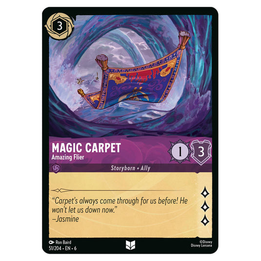 Megic Carpet - Amazing Flier 51/204 card from the Lorcana set Azurite Sea