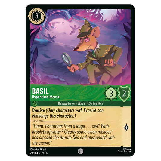 Basil - Hypnotized Mouse 79/204 card from the Lorcana set Azurite Sea