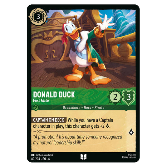 Donald Duck - First Mate 80/204 card from the Lorcana set Azurite Sea