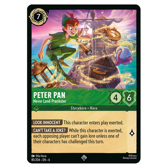 Peter Pan - Never Land Prankster 85/204 card from the Lorcana set Azurite Sea