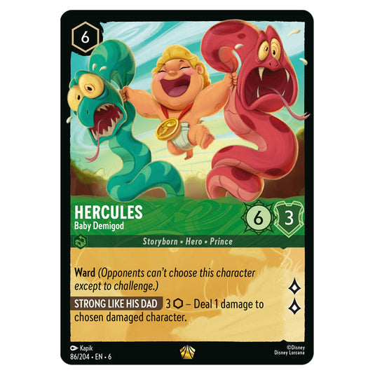 Hercules - Baby Demigod 86/204 card from the Lorcana set Azurite Sea