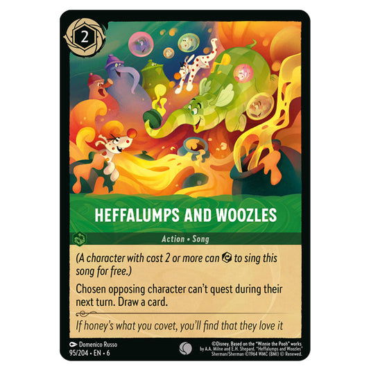 Heffalumps and Woozles 95/204 card from the Lorcana set Azurite Sea