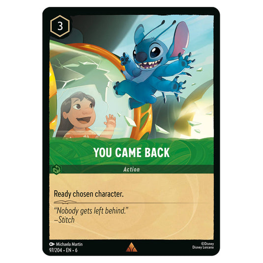 You Came Back 97/204 card from the Lorcana set Azurite Sea