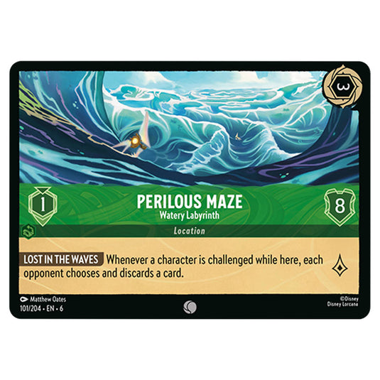 Perilous Maze 101/204 card from the Lorcana set Azurite Sea