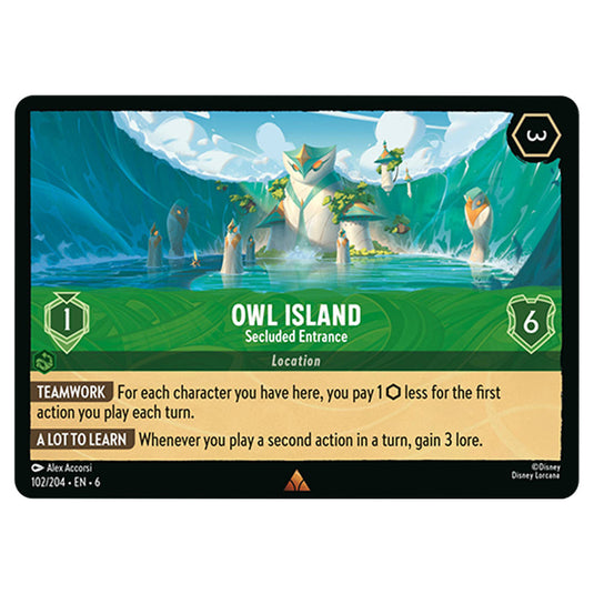 Owl Island 102/204 card from the Lorcana set Azurite Sea