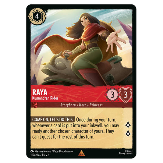 Raya - Kumandran Rider 107/204 card from the Lorcana set Azurite Sea