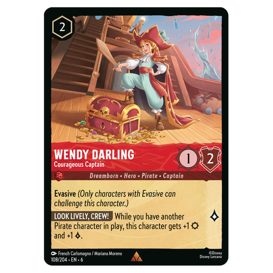 Wendy Darling - Courageous Captain 108/204 card from the Lorcana set Azurite Sea