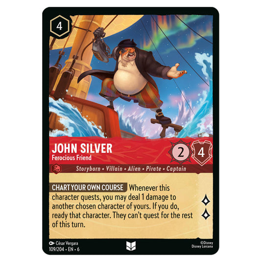 John Silver - Ferocious Friend 109/204 card from the Lorcana set Azurite Sea